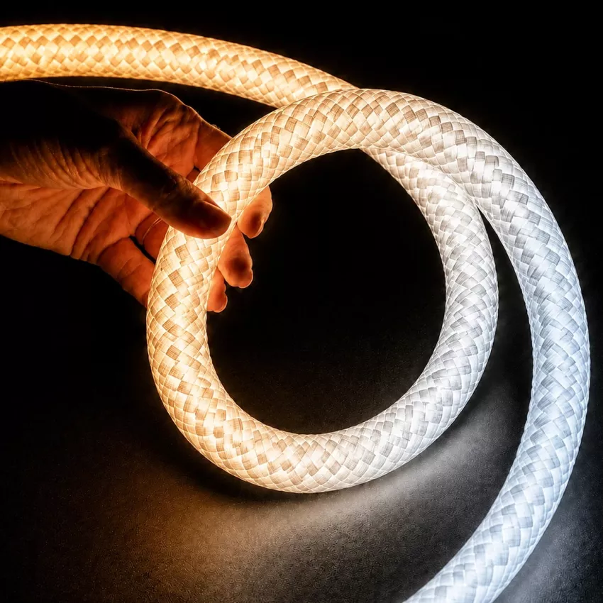 kelvo® GLOWFLEX  Ταινία Neon Flex με Πλεκτή Υφασμάτινη Επένδυση LED 14W/m 1400lm/m 360° DC 24V Αδιάβροχο IP65 504 x SMD2835 Chip/m Ρυθμιζόμενο Λευκό CCT από 2700K έως 6000K Dimmable - Lumileds SMD Chip - Μ1000 x Π3.5 x Υ3.5cm - Ρολό 10 Μέτρων