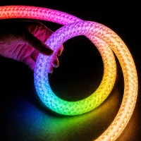 kelvo® GLOWFLEX  Ταινία Neon Flex με Πλεκτή Υφασμάτινη Επένδυση LED 14W/m 840lm/m 360° DC 24V Αδιάβροχο IP65 120 x SMD5054 Chip/m Πολύχρωμο RGB+WW Dimmable - Sanan SMD Chip - Μ1000 x Π3.5 x Υ3.5cm - Ρολό 10 Μέτρων
