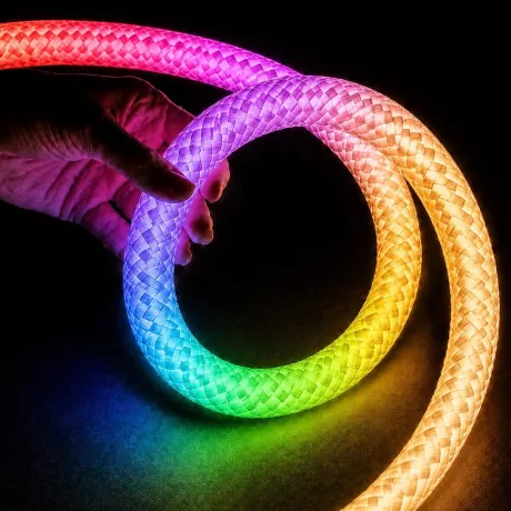 kelvo® GLOWFLEX  Ψηφιακή Pixel Addressable Ταινία Neon Flex με Πλεκτή Υφασμάτινη Επένδυση LED 14W/m 840lm/m 360° DC 24V Αδιάβροχο IP65 120 x SMD5054 Chip/m Πολύχρωμο RGB+WW Dimmable SPI/TTL Protocol IC TM1814 - Sanan SMD Chip - Μ1000 x Π3.5 x Υ3.5cm - Ρολ