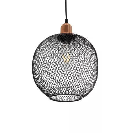 GLOBOSTAR® WIRE  Μοντέρνο Κρεμαστό Φωτιστικό Οροφής με Ντουί 1 x E27 AC 220-240V IP20 - Μαύρο & Χάλκινο - Μ25 x Π25 x Υ30cm