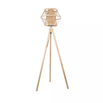 POPPY  Boho Επιδαπέδιο Φωτιστικό Μονόφωτο 1 x E27 IP20 Μπεζ Ξύλο - Μ58 x Π58 x Υ151cm
