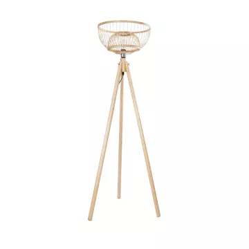 POPPY  Boho Επιδαπέδιο Φωτιστικό Μονόφωτο 1 x E27 IP20 Μπεζ Ξύλο - Μ58 x Π58 x Υ141cm