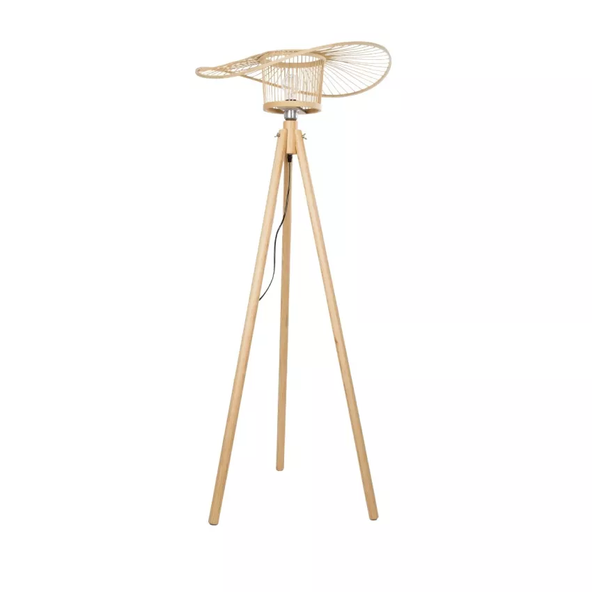 POPPY  Boho Επιδαπέδιο Φωτιστικό Μονόφωτο 1 x E27 IP20 Μπεζ Ξύλο - Μ58 x Π58 x Υ138cm