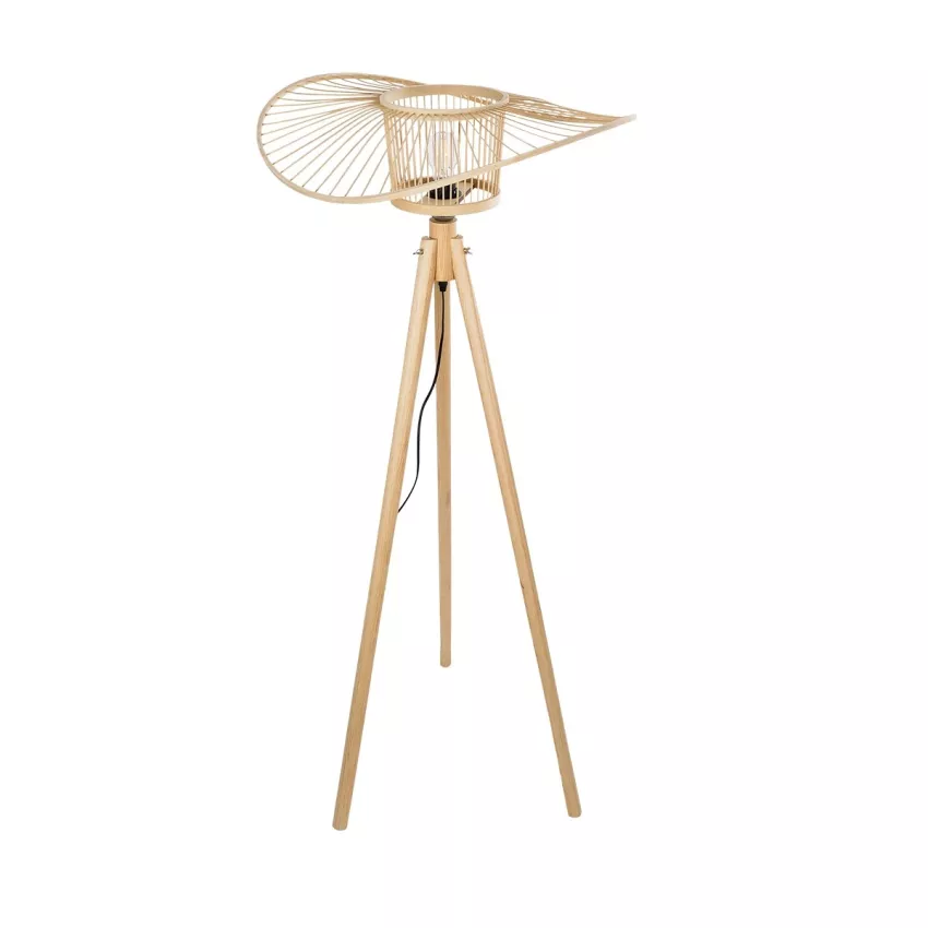 POPPY  Boho Επιδαπέδιο Φωτιστικό Μονόφωτο 1 x E27 IP20 Μπεζ Ξύλο - Μ58 x Π58 x Υ138cm