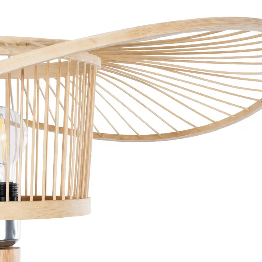 POPPY  Boho Επιδαπέδιο Φωτιστικό Μονόφωτο 1 x E27 IP20 Μπεζ Ξύλο - Μ58 x Π58 x Υ138cm