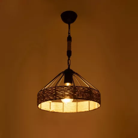GLOBOSTAR® ZION  Vintage Κρεμαστό Φωτιστικό Οροφής με Ντουί 1 x E27 AC 220-240V IP20 - Μαύρο & Μπεζ - Μ33 x Π33 x Υ29cm