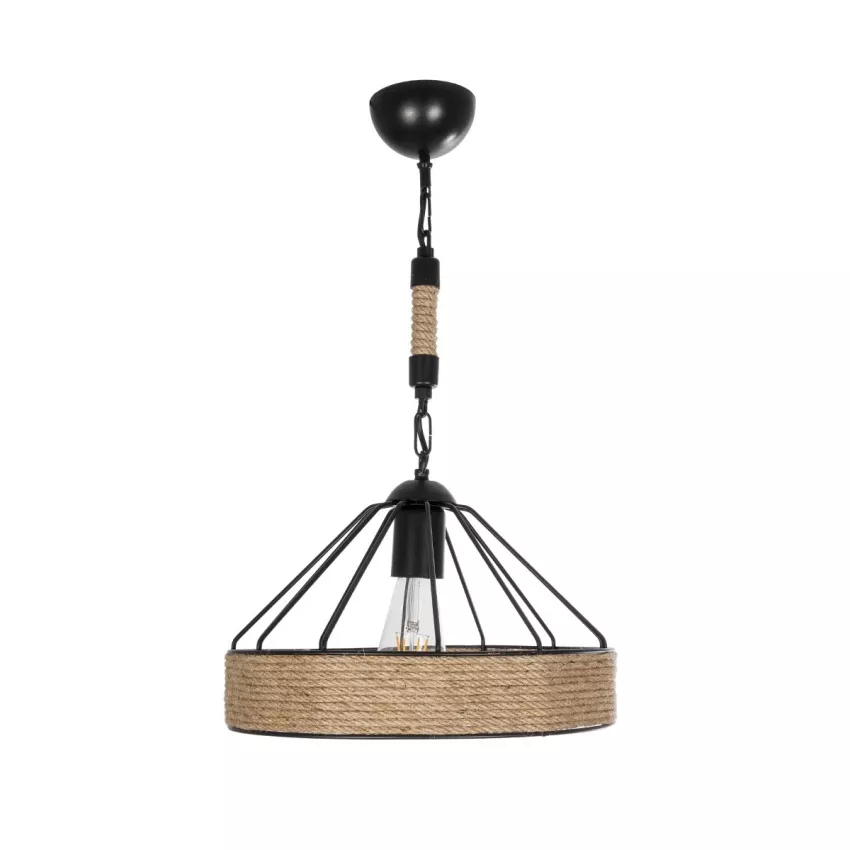 ZION Vintage Κρεμαστό Φωτιστικό Σχοινί Μονόφωτο 1 x E27 IP20 Μαύρο Μέταλλο με Μπεζ Σχοινί - Μ33 x Π33 x Υ29cm ZION Vintage Κρεμαστό Φωτιστικό Σχοινί Μονόφωτο 1 x E27 IP20 Μαύρο Μέταλλο με Μπεζ Σχοινί - Μ33 x Π33 x Υ29cm