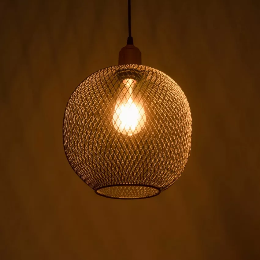 GLOBOSTAR® WIRE  Μοντέρνο Κρεμαστό Φωτιστικό Οροφής με Ντουί 1 x E27 AC 220-240V IP20 - Μαύρο & Χάλκινο - Μ25 x Π25 x Υ30cm