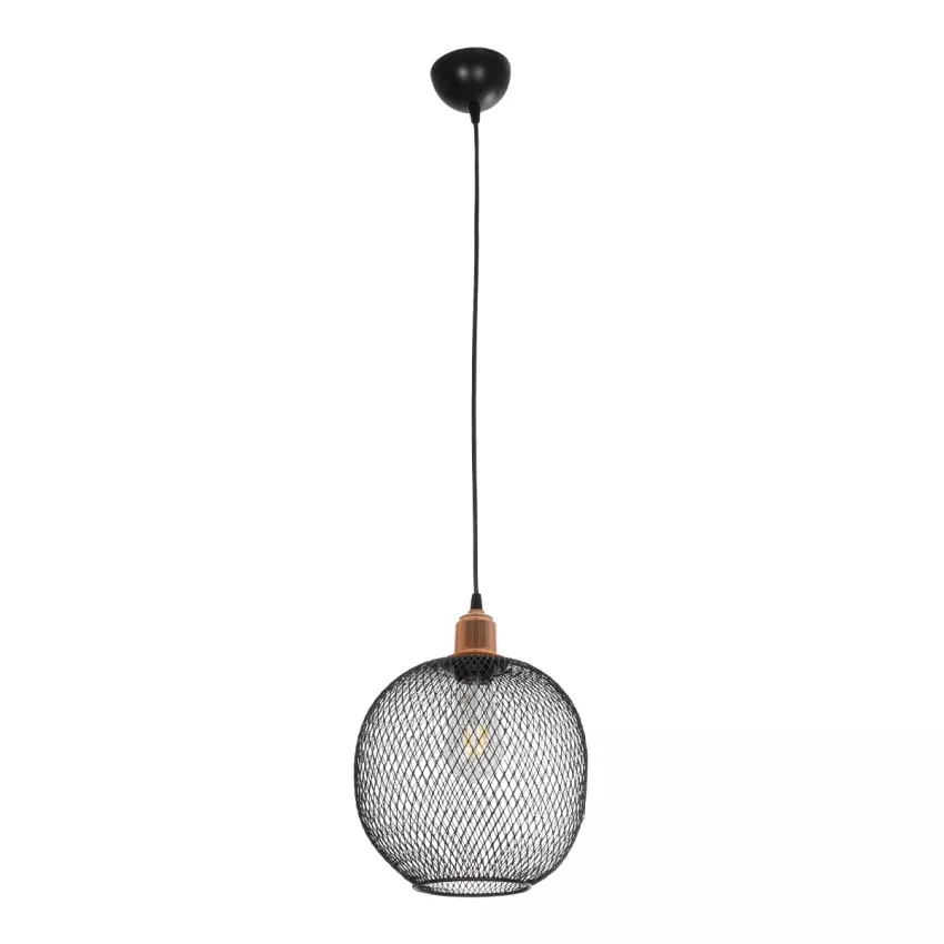 GLOBOSTAR® WIRE  Μοντέρνο Κρεμαστό Φωτιστικό Οροφής με Ντουί 1 x E27 AC 220-240V IP20 - Μαύρο & Χάλκινο - Μ25 x Π25 x Υ30cm