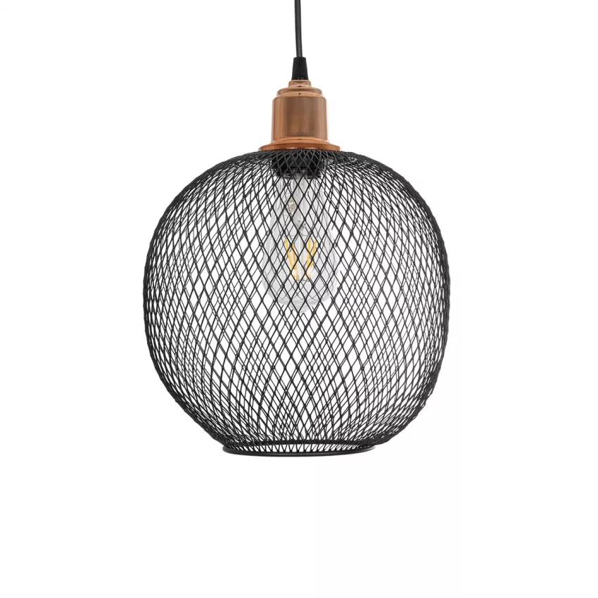 GLOBOSTAR® WIRE  Μοντέρνο Κρεμαστό Φωτιστικό Οροφής με Ντουί 1 x E27 AC 220-240V IP20 - Μαύρο & Χάλκινο - Μ25 x Π25 x Υ30cm