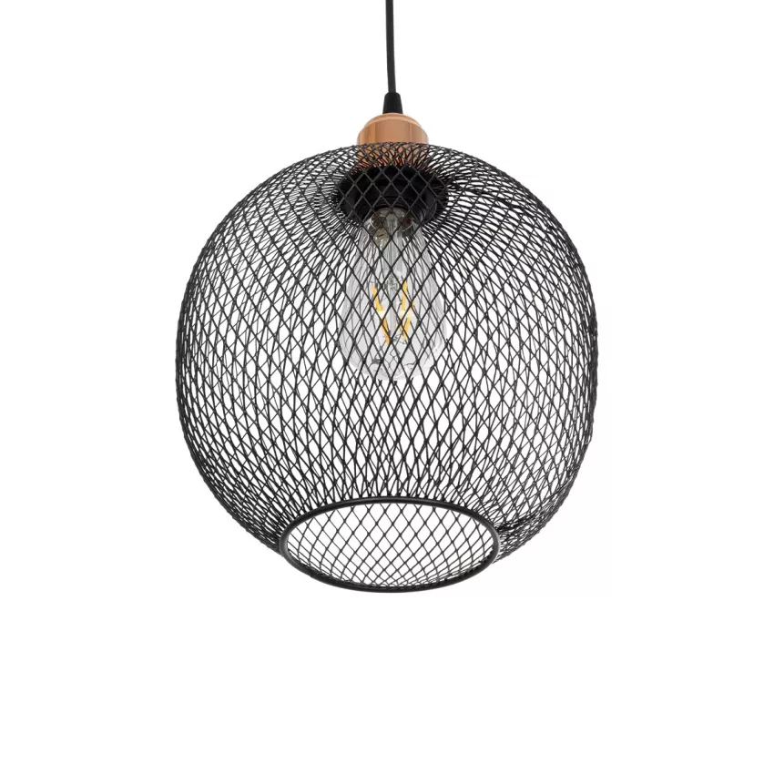 GLOBOSTAR® WIRE  Μοντέρνο Κρεμαστό Φωτιστικό Οροφής με Ντουί 1 x E27 AC 220-240V IP20 - Μαύρο & Χάλκινο - Μ25 x Π25 x Υ30cm