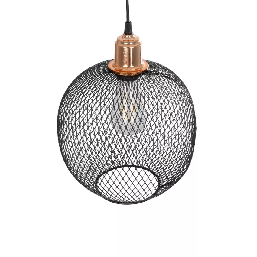 GLOBOSTAR® WIRE  Μοντέρνο Κρεμαστό Φωτιστικό Οροφής με Ντουί 1 x E27 AC 220-240V IP20 - Μαύρο & Χάλκινο - Μ25 x Π25 x Υ30cm