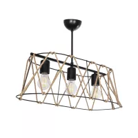 GLOBOSTAR® GATSBY  Vintage Κρεμαστό Φωτιστικό Οροφής με Ντουί 3 x E27 AC 220-240V IP20 - Μαύρο & Μπεζ - Μ60 x Π28 x Υ22cm