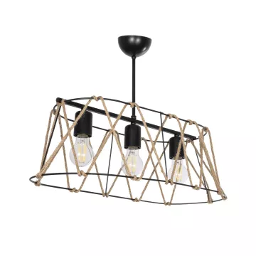 GLOBOSTAR® GATSBY  Vintage Κρεμαστό Φωτιστικό Οροφής με Ντουί 3 x E27 AC 220-240V IP20 - Μαύρο & Μπεζ - Μ60 x Π28 x Υ22cm