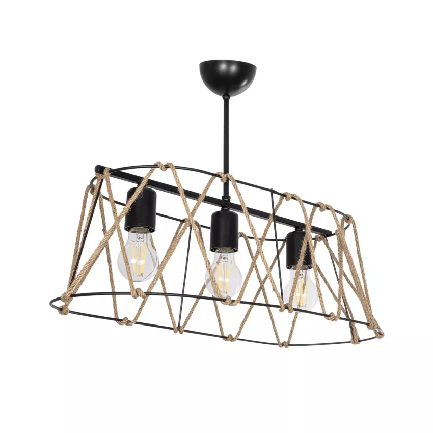 GLOBOSTAR® GATSBY  Vintage Κρεμαστό Φωτιστικό Οροφής με Ντουί 3 x E27 AC 220-240V IP20 - Μαύρο & Μπεζ - Μ60 x Π28 x Υ22cm
