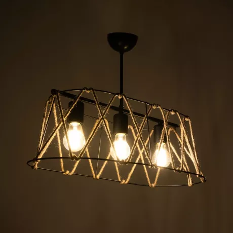 GLOBOSTAR® GATSBY  Vintage Κρεμαστό Φωτιστικό Οροφής με Ντουί 3 x E27 AC 220-240V IP20 - Μαύρο & Μπεζ - Μ60 x Π28 x Υ22cm