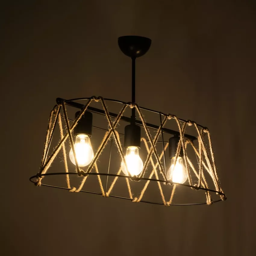 GLOBOSTAR® GATSBY  Vintage Κρεμαστό Φωτιστικό Οροφής με Ντουί 3 x E27 AC 220-240V IP20 - Μαύρο & Μπεζ - Μ60 x Π28 x Υ22cm