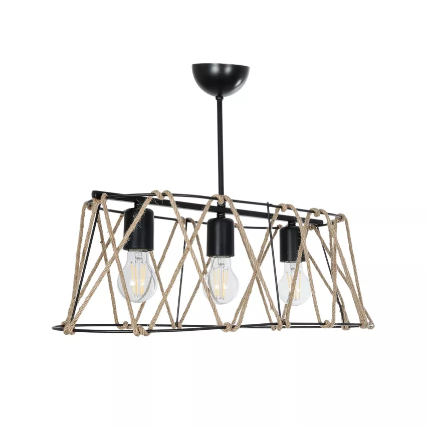 GLOBOSTAR® GATSBY  Vintage Κρεμαστό Φωτιστικό Οροφής με Ντουί 3 x E27 AC 220-240V IP20 - Μαύρο & Μπεζ - Μ60 x Π28 x Υ22cm