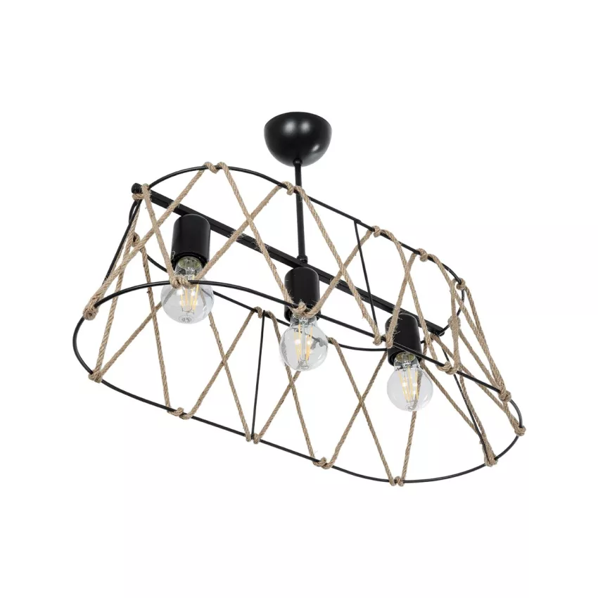 GLOBOSTAR® GATSBY  Vintage Κρεμαστό Φωτιστικό Οροφής με Ντουί 3 x E27 AC 220-240V IP20 - Μαύρο & Μπεζ - Μ60 x Π28 x Υ22cm