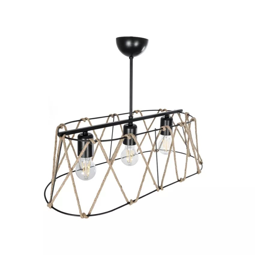 GLOBOSTAR® GATSBY  Vintage Κρεμαστό Φωτιστικό Οροφής με Ντουί 3 x E27 AC 220-240V IP20 - Μαύρο & Μπεζ - Μ60 x Π28 x Υ22cm