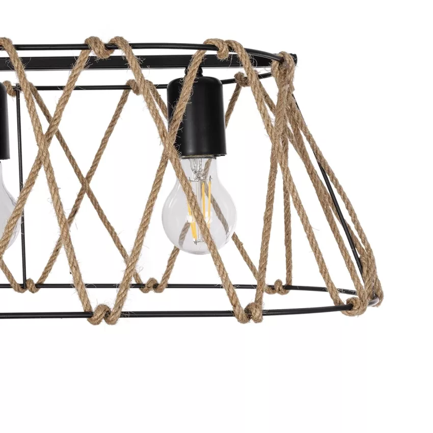 GLOBOSTAR® GATSBY  Vintage Κρεμαστό Φωτιστικό Οροφής με Ντουί 3 x E27 AC 220-240V IP20 - Μαύρο & Μπεζ - Μ60 x Π28 x Υ22cm