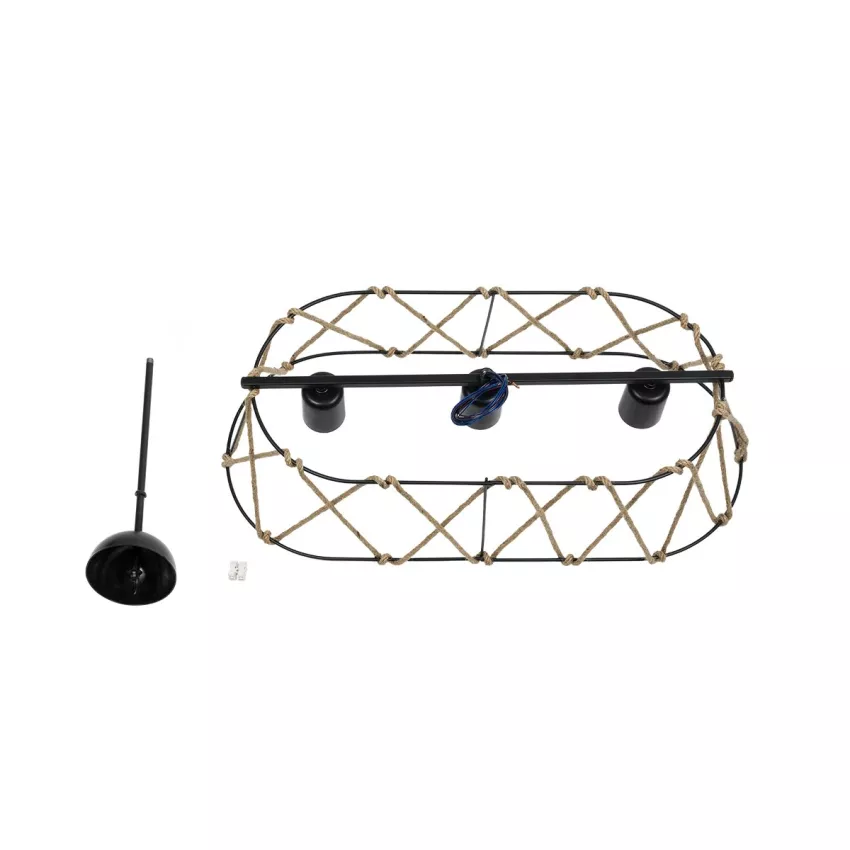 GLOBOSTAR® GATSBY  Vintage Κρεμαστό Φωτιστικό Οροφής με Ντουί 3 x E27 AC 220-240V IP20 - Μαύρο & Μπεζ - Μ60 x Π28 x Υ22cm