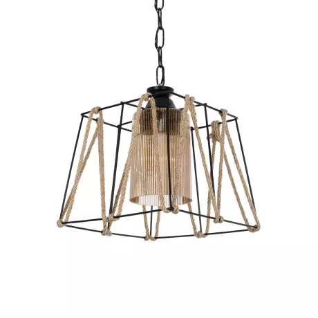 GLOBOSTAR® GATSBY  Vintage Κρεμαστό Φωτιστικό Οροφής με Ντουί 1 x E27 AC 220-240V IP20 - Μαύρο & Μπεζ - Μ25 x Π25 x Υ25cm