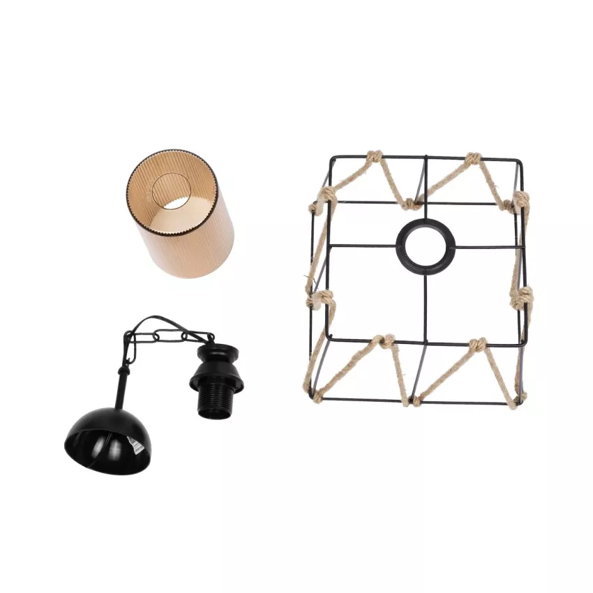 GLOBOSTAR® GATSBY  Vintage Κρεμαστό Φωτιστικό Οροφής με Ντουί 1 x E27 AC 220-240V IP20 - Μαύρο & Μπεζ - Μ25 x Π25 x Υ25cm