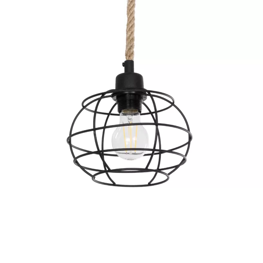 TALAH Vintage Κρεμαστό Φωτιστικό Σχοινί Μονόφωτο 1 x E27 IP20 Μαύρο Μέταλλο με Μπεζ Σχοινί - Μ14 x Π14 x Υ61.5cm TALAH Vintage Κρεμαστό Φωτιστικό Σχοινί Μονόφωτο 1 x E27 IP20 Μαύρο Μέταλλο με Μπεζ Σχοινί - Μ14 x Π14 x Υ61.5cm