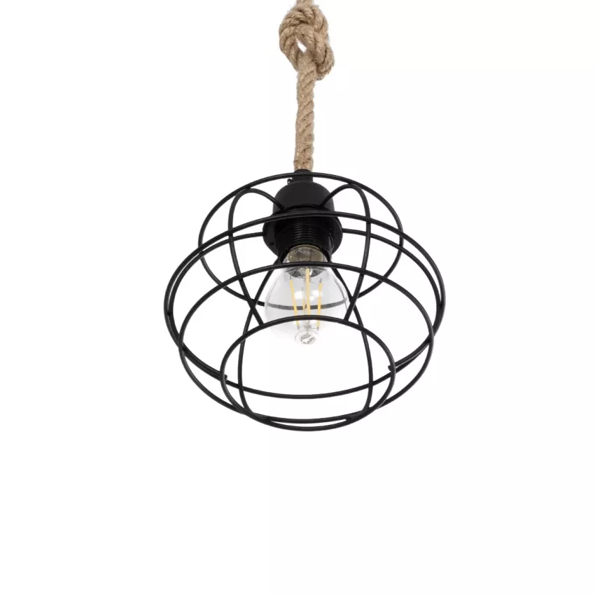 TALAH Vintage Κρεμαστό Φωτιστικό Σχοινί Μονόφωτο 1 x E27 IP20 Μαύρο Μέταλλο με Μπεζ Σχοινί - Μ14 x Π14 x Υ61.5cm TALAH Vintage Κρεμαστό Φωτιστικό Σχοινί Μονόφωτο 1 x E27 IP20 Μαύρο Μέταλλο με Μπεζ Σχοινί - Μ14 x Π14 x Υ61.5cm