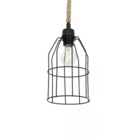 TALAH  Vintage Κρεμαστό Φωτιστικό Σχοινί Μονόφωτο 1 x E27 IP20 Μαύρο Μέταλλο με Μπεζ Σχοινί - Μ14 x Π14 x Υ90cm