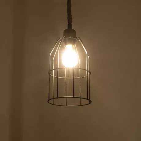 TALAH  Vintage Κρεμαστό Φωτιστικό Σχοινί Μονόφωτο 1 x E27 IP20 Μαύρο Μέταλλο με Μπεζ Σχοινί - Μ14 x Π14 x Υ90cm