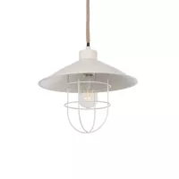 TULUB  Vintage Κρεμαστό Φωτιστικό Σχοινί Μονόφωτο 1 x E27 IP20 Λευκό Μέταλο με Μπεζ Σχοινί - Μ31 x Π31 x Υ90cm