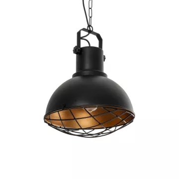 GLOBOSTAR® SIERRA  Vintage Κρεμαστό Φωτιστικό Οροφής με Ντουί 1 x E27 AC 220-240V IP20 - Μαύρο & Χρυσό - Μ30 x Π30 x Υ40cm