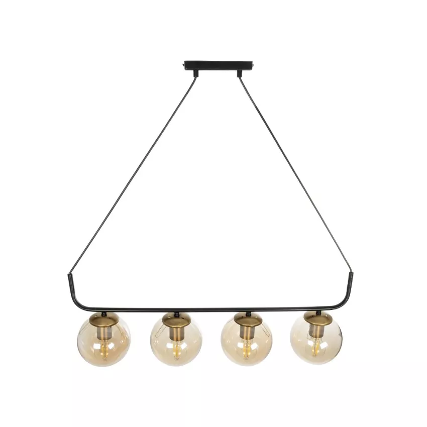 LATTICE  Μοντέρνο Φωτιστικό Οροφής Ράγα Πολύφωτο 4 x E27 IP20 Μαύρο & Μπρούτζινο Μέταλλο με μελί Γυαλί - Μ78 x Π35 x Υ62cm