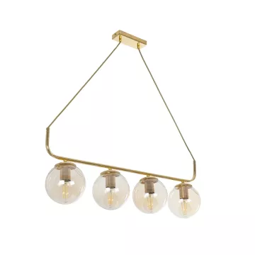 LATTICE  Μοντέρνο Φωτιστικό Οροφής Ράγα Πολύφωτο 4 x E27 IP20 Χρυσό Μέταλλο με μελί Γυαλί - Μ78 x Π35 x Υ62cm