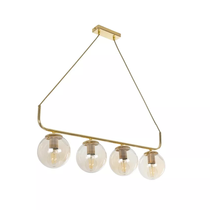 LATTICE  Μοντέρνο Φωτιστικό Οροφής Ράγα Πολύφωτο 4 x E27 IP20 Χρυσό Μέταλλο με μελί Γυαλί - Μ78 x Π35 x Υ62cm
