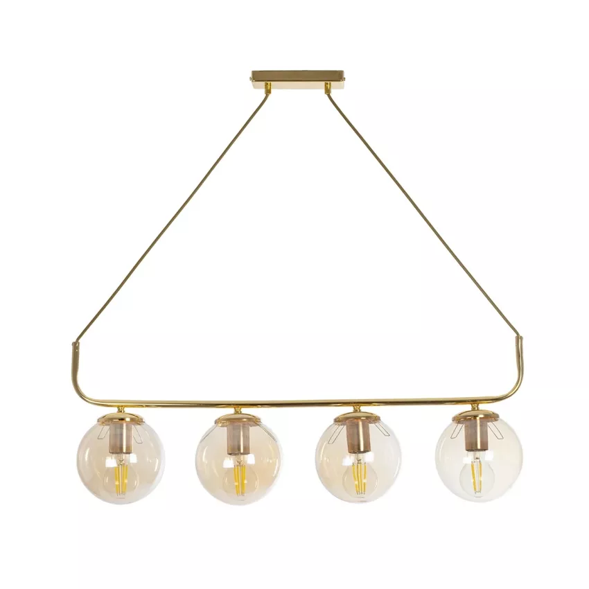 LATTICE  Μοντέρνο Φωτιστικό Οροφής Ράγα Πολύφωτο 4 x E27 IP20 Χρυσό Μέταλλο με μελί Γυαλί - Μ78 x Π35 x Υ62cm