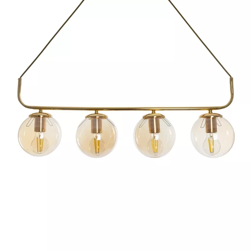 LATTICE  Μοντέρνο Φωτιστικό Οροφής Ράγα Πολύφωτο 4 x E27 IP20 Χρυσό Μέταλλο με μελί Γυαλί - Μ78 x Π35 x Υ62cm