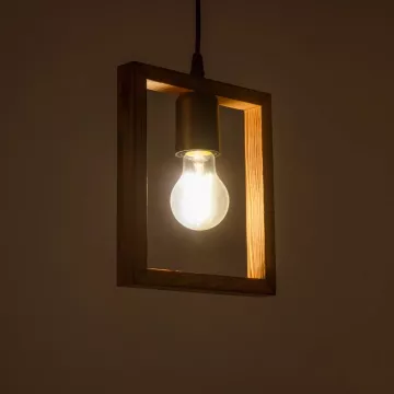 EDISON  Vintage Κρεμαστό Φωτιστικό Ανάρτηση Μονόφωτο 1 x E27 IP20 Μπεζ Ξύλο - Μ19 x Π5 x Υ22cm