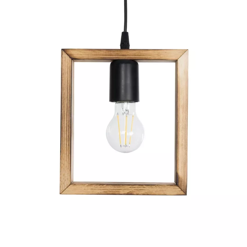 EDISON  Vintage Κρεμαστό Φωτιστικό Ανάρτηση Μονόφωτο 1 x E27 IP20 Μπεζ Ξύλο - Μ19 x Π5 x Υ22cm
