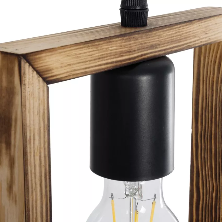 EDISON  Vintage Κρεμαστό Φωτιστικό Ανάρτηση Μονόφωτο 1 x E27 IP20 Μπεζ Ξύλο - Μ19 x Π5 x Υ22cm