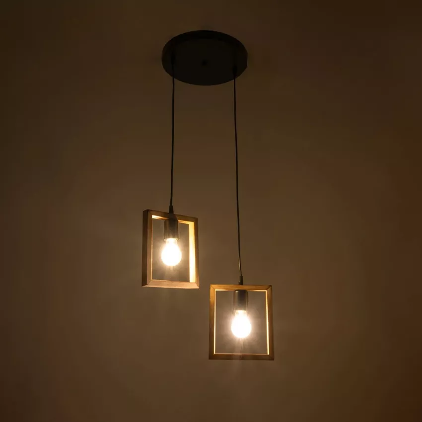 GLOBOSTAR® EDISON  Vintage Κρεμαστό Φωτιστικό Οροφής με Ντουί 2 x E27 AC 220-240V IP20 - Μπεζ & Μαύρο - Μ40 x Π20 x Υ45cm