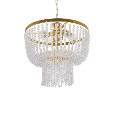 GLOBOSTAR® CRYSTAL  Κλασικό Κρεμαστό Φωτιστικό Οροφής με Ντουί 3 x E27 AC 220-240V IP20 - Χρυσό & Διάφανο - Μ41 x Π41 x Υ40cm