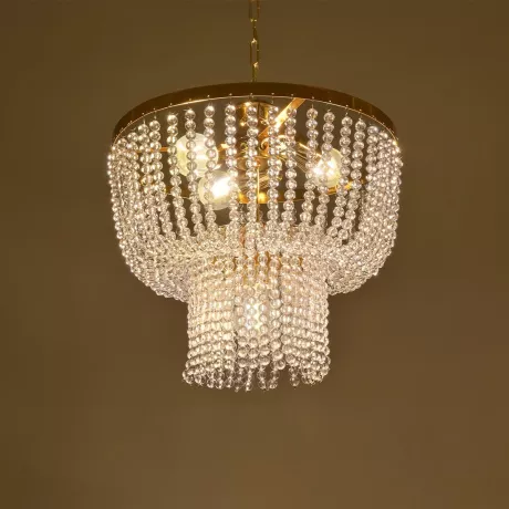 GLOBOSTAR® CRYSTAL  Κλασικό Κρεμαστό Φωτιστικό Οροφής με Ντουί 3 x E27 AC 220-240V IP20 - Χρυσό & Διάφανο - Μ41 x Π41 x Υ40cm