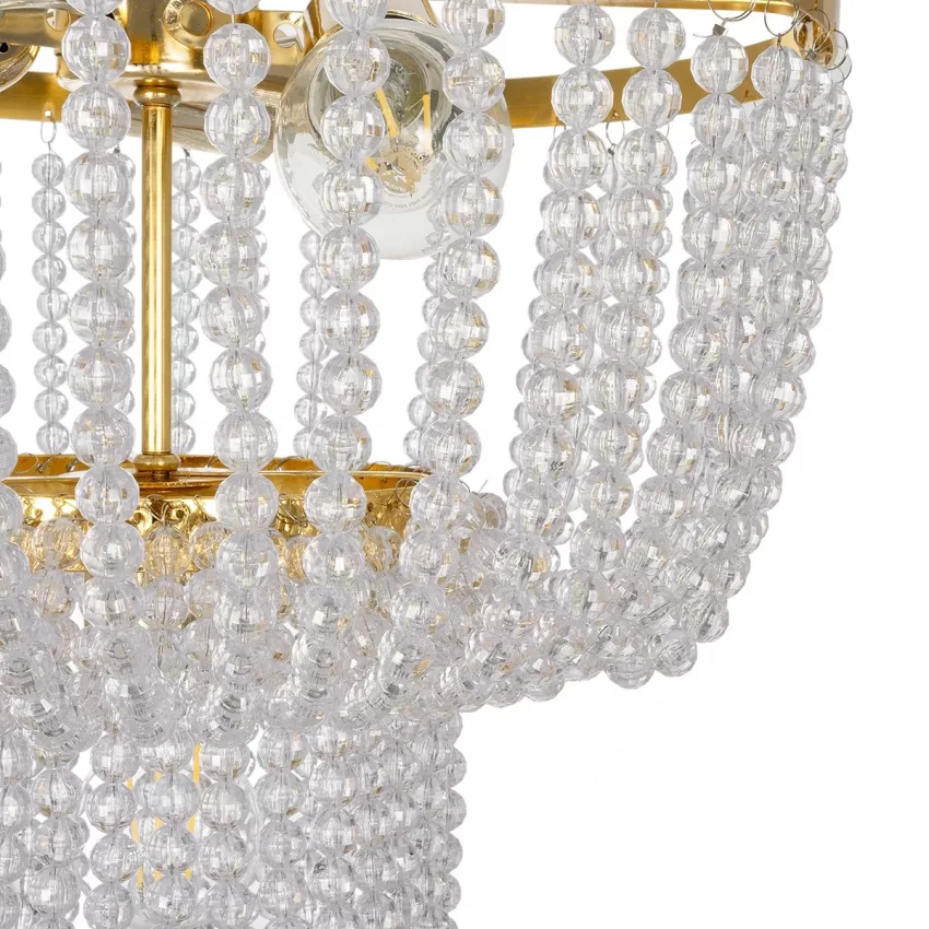 GLOBOSTAR® CRYSTAL  Κλασικό Κρεμαστό Φωτιστικό Οροφής με Ντουί 3 x E27 AC 220-240V IP20 - Χρυσό & Διάφανο - Μ41 x Π41 x Υ40cm