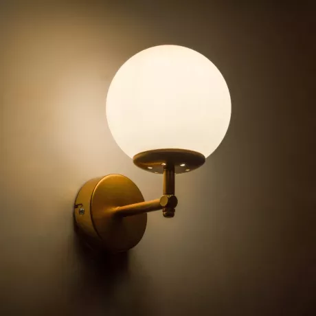 GLOBOSTAR® DALPH  Vintage Φωτιστικό Τοίχου - Απλίκα με Ντουί 1 x E27 AC 220-240V IP20 - Χρυσό & Λευκό - M18 x Π15 x Υ23cm
