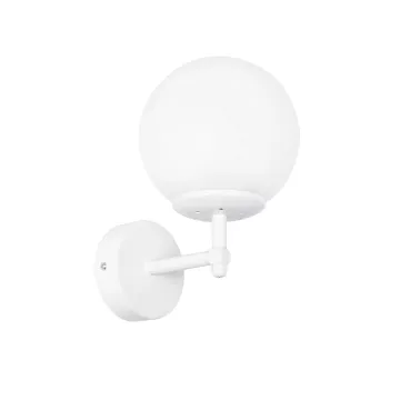 DALPH  Vintage Επιτοίχιο Φωτιστικό Απλίκα Μονόφωτο 1 x E27 IP20 Λευκό Μέταλλο με Λευκό Γυαλί - M15 x Π18 x Υ24.5cm