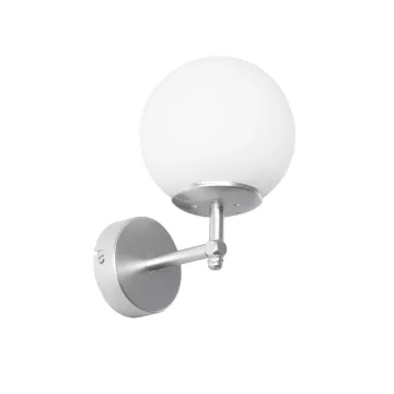 DALPH  Vintage Επιτοίχιο Φωτιστικό Απλίκα Μονόφωτο 1 x E27 IP20 Ασημί Μέταλλο με Λευκό Γυαλί - M18 x Π15 x Υ23cm