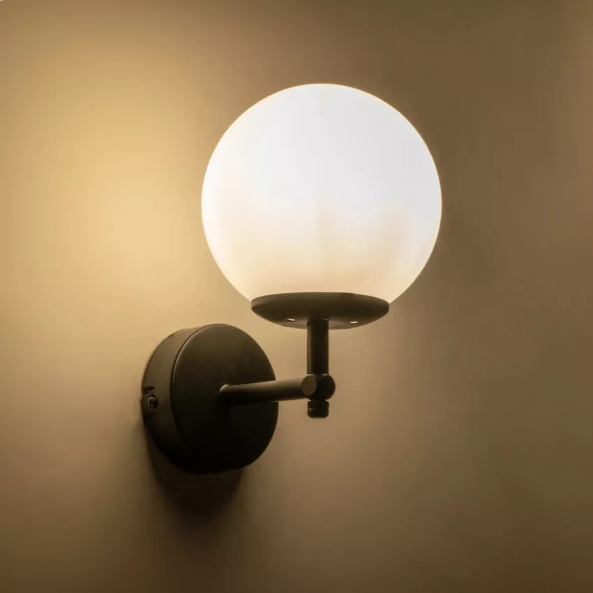 GLOBOSTAR® DALPH  Vintage Φωτιστικό Τοίχου - Απλίκα με Ντουί 1 x E27 AC 220-240V IP20 - Μαύρο & Λευκό - M18 x Π15 x Υ23cm